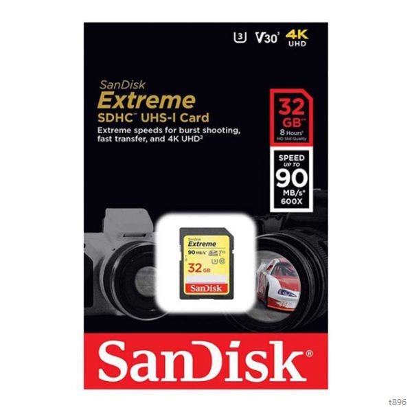 Thẻ nhớ SDHC Sandisk Extreme 32gb U3 4K V30 90mb/s Chính Hãng