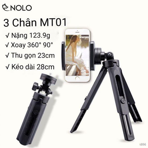 Tripod Giá Đỡ 3 Chân Mini Gấp Gọn TT01 Chiều Dài Tối Đa 28cm Cho Điện Thoại Và Máy Ảnh Mirroless