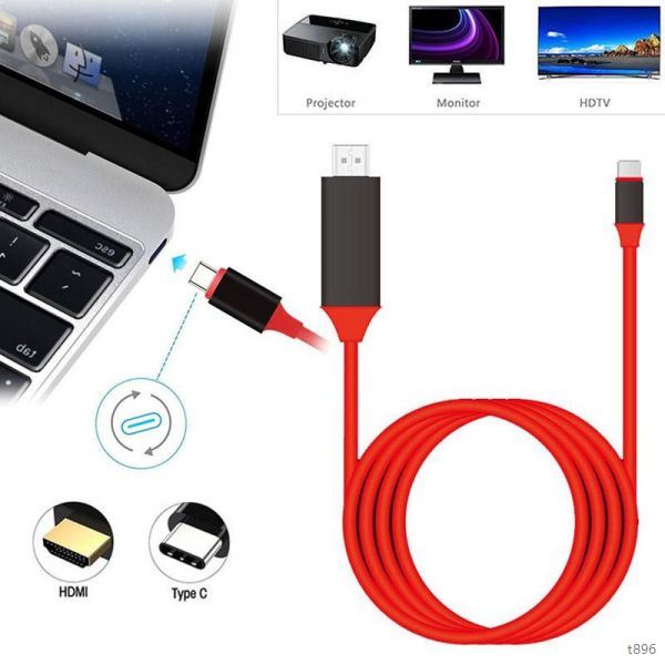 Dây chuyển HDMI cho Type C 3.1 2m dây đỏ không nguồn USB ( cho s8/s8 plus trở lên)